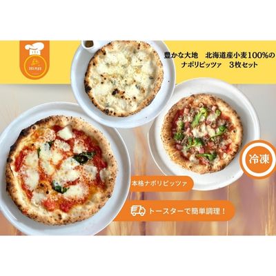 豊かな大地 北海道産 小麦100% ナポリピッツァ 3枚セット　【 加工品 惣菜 冷凍 ピザ 冷凍ピザ 洋食 軽食 おやつ ランチ マルゲリータ クアトロフォルマッジ 365ピッツァ 】