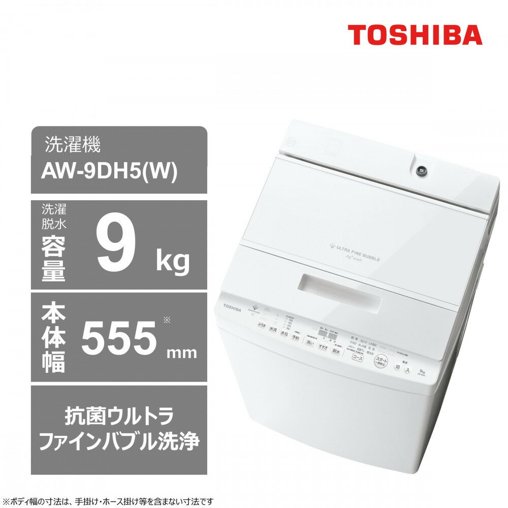 【ふるさと納税】東芝 洗濯機【標準設置費込み】抗菌ウルトラファインパブル 9kg洗濯機 AW-9DH5(W)
