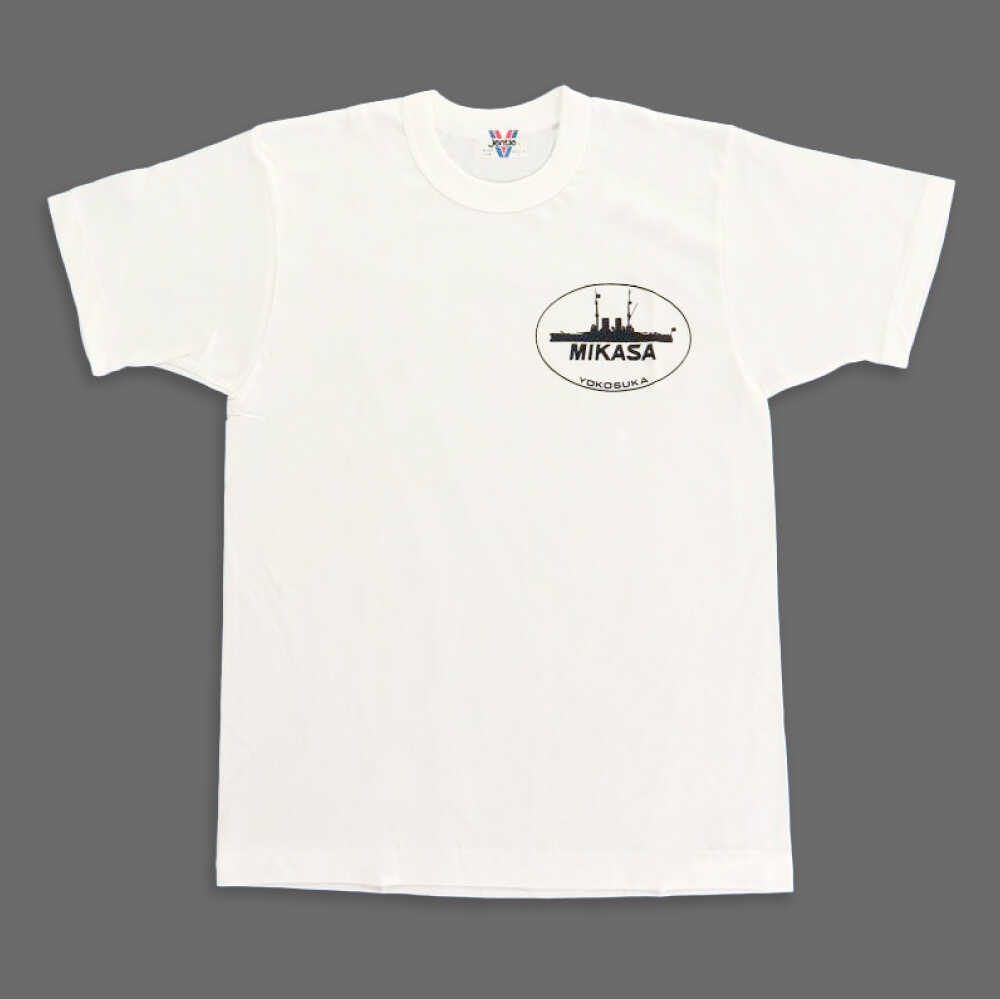 【ふるさと納税】【Tシャツサイズが選べる】三笠帽子（L、紺）・Tシャツ（S〜LL、白）セット 記念艦三笠 Tシャツ ティーシャツ 帽子 三笠 軍艦 横須賀 横須賀市 セット【公益財団法人 三笠保存会】[AKBC002]