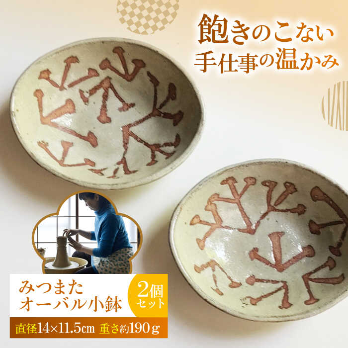 みつまたオーバル小鉢2個セット 陶器 うつわ お皿[うつわの行方][AKGG004]