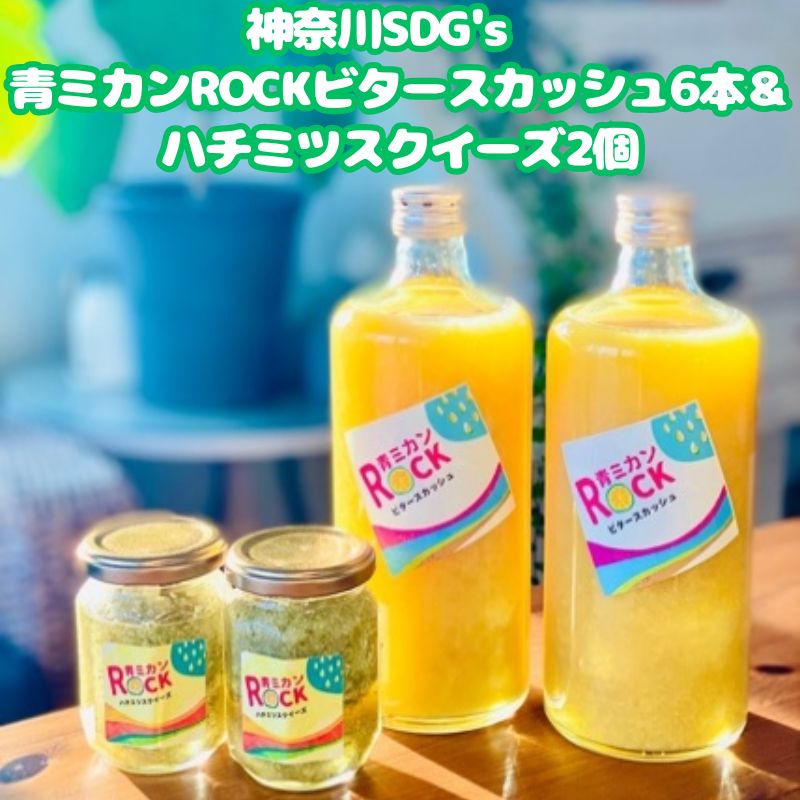 【ふるさと納税】神奈川SDG's　青ミカンROCKビタースカッシュ6本＆ハチミツスクイーズ2個　【逗子市・平塚市　共通返礼品】　【 加工食品 果汁飲料 野菜飲料 みかんジュース ジュース ハチミツ漬け SDG's食品 】のサムネイル