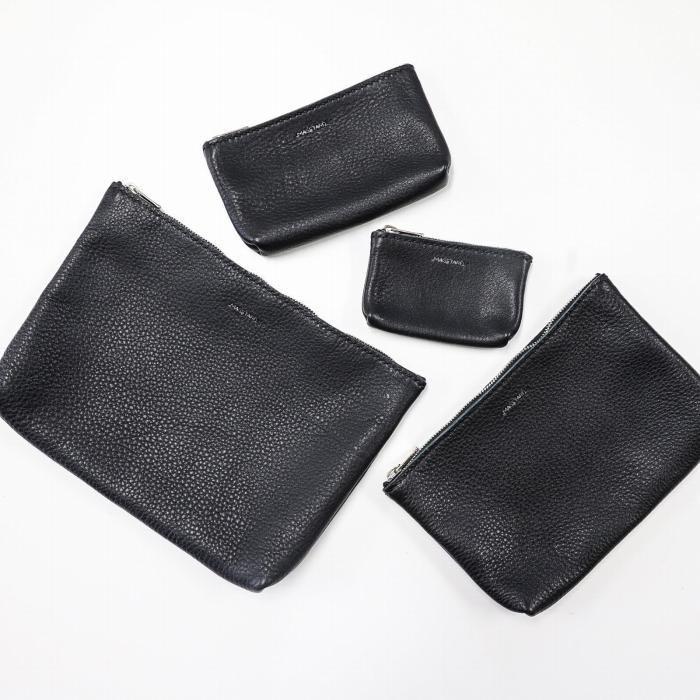 【ふるさと納税】MASSTARD -MINIMAL LEATHER POUCH MEDIUM- BLACK | バッグ ファッション 人気 おすすめ 送料無料