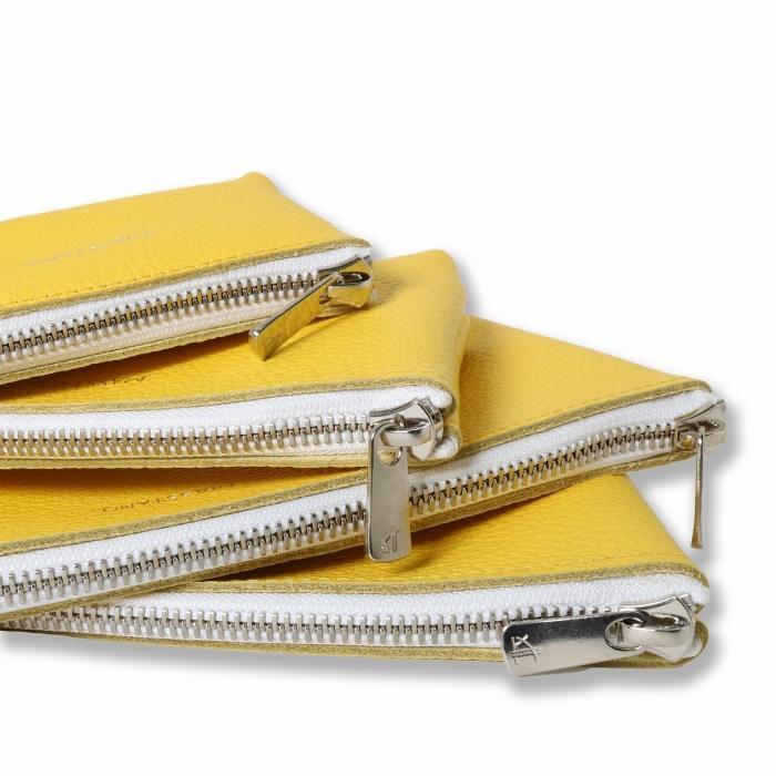 【ふるさと納税】MASSTARD -MINIMAL LEATHER POUCH LARGE-YELLOW | バッグ ファッション 人気 おすすめ 送料無料