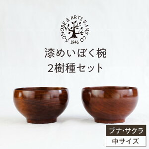 【ふるさと納税】漆めいぼく椀 中 2樹種セット(ブナ・サクラ)【めいぼく椀11.5φ×6.8cm 手作り ふき漆塗り 国産天然木 おしゃれ プレゼント 記念 お祝い お椀 漆 2客セット ペア 夫婦 神奈川県 小田原市 】