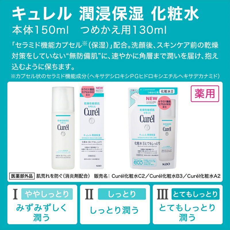 【ふるさと納税】花王 キュレル 湿潤保湿 化粧水III とてもしっとり　つめかえ用【化粧品 コスメ 敏感肌 乾燥 紫外線 セラミドケア 乾燥肌 保湿ケア 保湿 低刺激 キュレル ローション 潤浸保湿 医薬部外品 肌荒れ スキンケア 潤い 神奈川県 小田原市 】