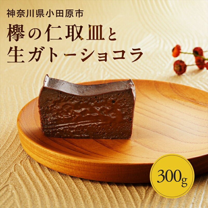 欅の仁取皿と生ガトーショコラ。小田原の伝統を受け継いだお皿と小田原の極上スイーツ(300g)のコラボ商品[チョコレート 特濃厚 濃密な味わい 極上の口溶け 極上のチョコレート 一流の料理人 カカオの風味やコク カカオ 至極の逸品 神奈川県 小田原市 ]