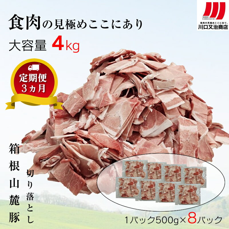 【ふるさと納税】【定期便3ヵ月】箱根山麓豚　モモ・ウデ切り落とし4K盛り(500g×8パック)【 箱根山麓豚 切り落とし 神奈川県 小田原市 】