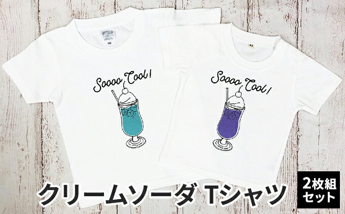 【ふるさと納税】2人兄弟姉妹でおそろい /クリームソーダ パープル（小）×グリーン（大）/ Tシャツ2枚組ギフトセット　【 ファッション 子供服 キッズ お揃いコーデ オソロコーデ お出かけ トップス 】