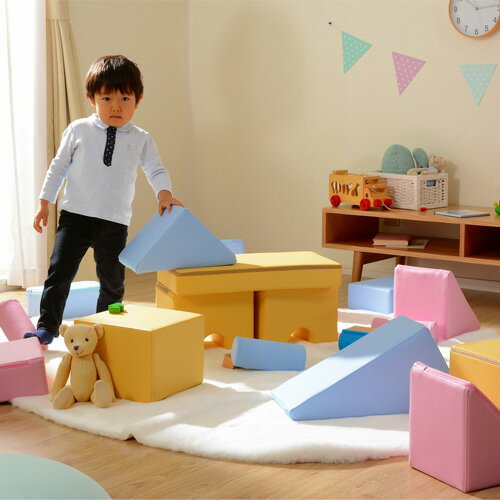 【ふるさと納税】プレイクッション A998a 8点SETイエロー&ブルー【日本製】 / インテリア 積み木 子供 キッズ 送料無料 神奈川県 [3]