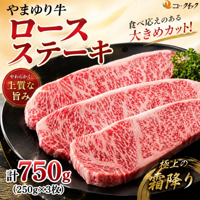 やまゆり牛 ロース ステーキ 250g×3枚 ／ 肉 牛肉 牛 国産 ブランド牛 かながわブランド 旨味 風味 柔らかい 送料無料 神奈川県