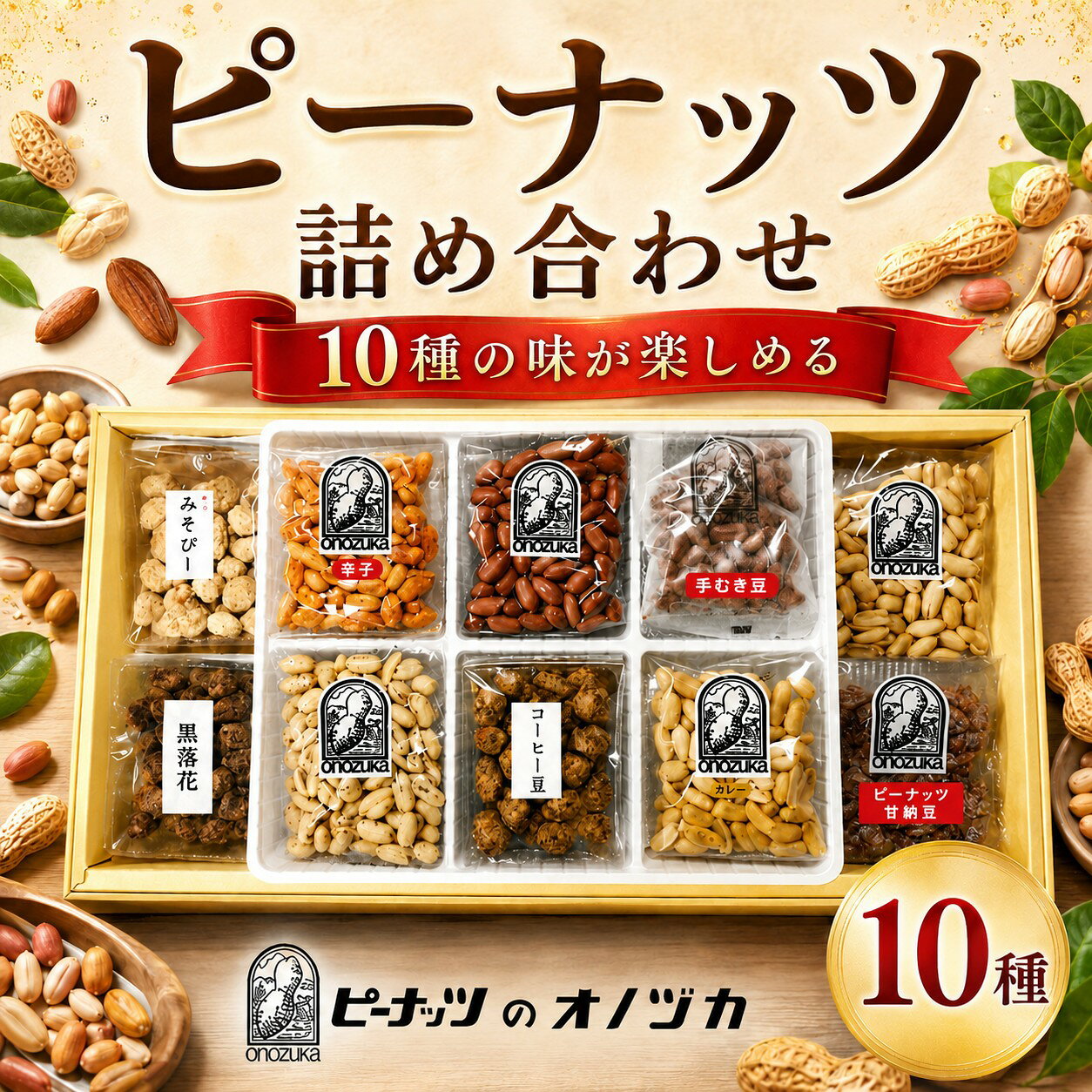 ※返礼品についてなるべく早めの発送を心がけておりますが、入金を確認してから発送までに1ヵ月以上お時間いただく場合がございます。配送日時指定のご希望や事前連絡等の対応はいたしかねますので予めご了承の程宜しくお願い致します。※返礼品の送付は、神奈川県厚木市外にお住まいの方に限らせていただきます。 製品仕様 名称 豆菓子詰め合わせ 規格・内容量 ピーナッツ甘納豆65g、バターピーナッツ65g、手作りコーヒー豆80g、こしょうぴー65g、南京豆65g、手むき豆50g、手作り黒落花80g、手作りみそぴー80g、辛子ピー65g、カレーピー65g 原材料名 塩南京（落花生(国産)、食塩）バターピーナッツ（落花生（国産）、植物油、マーガリン（乳成分・卵・大豆を含む）、食塩）手むき豆（落花生（国産）、食塩、胡粉）ピーナッツ甘納豆（砂糖（国内製造）、落花生、還元水飴）手作り落花糖（豆菓子（国内製造（落花生、とうもろこし澱粉、小麦粉、寒梅粉ミックス、砂糖））、砂糖、植物油脂／膨張剤）手作り黒落花（豆菓子（国内製造（落花生、とうもろこし澱粉、小麦粉、寒梅粉ミックス、砂糖、植物油脂／膨張剤）手作りコーヒー豆（豆菓子（国内製造（落花生、とうもろこし澱粉、小麦粉、寒梅粉ミックス、砂糖））、砂糖、植物油脂、粉末コーヒー／膨張剤）手作りみそぴー（豆菓子（国内製造（落花生、とうもろこし澱粉、小麦粉、寒梅粉ミックス、砂糖））、砂糖、粉末みそ（大豆を含む）、植物油脂／膨張剤）茶々（豆菓子（国内製造（落花生、とうもろこし澱粉、小麦粉、寒梅粉ミックス、砂糖））、砂糖、ココアバター、全粉乳、植物油、抹茶、クロレラ／膨張剤、乳化剤（大豆由来）、香料）胡椒豆（豆菓子（国内製造（落花生、とうもろこし澱粉、小麦粉、寒梅粉ミックス、砂糖））、植物油脂、こしょう、塩、コーングリッツ、上新粉、馬鈴薯でん粉、酵母エキス／膨張剤、調味料（アミノ酸等）） アレルゲン表示 落花生　小麦粉　マーガリン（乳成分・卵・大豆を含む）粉末みそ（大豆を含む） 保存方法 直射日光、高温多湿をさけて常温で保存してください。 開封後はなるべくお早くお召し上がりください。 賞味期限 60日 発送時期 通年 商品説明 振り網式煎り釜製法で煎り上げた南京豆をはじめ、色々なお味のピーナッツ詰合せです。 厚木市内において、製造（焙煎）、加工、サービスの提供、全ての工程（加工・品質保守を一元管理し、自社製品として販売）を行っております。 発送予定期間：入金確認から6日-20日 注意事項 直射日光を避け開封後は早めにお召し上がりください。 製造者 有限会社　小野塚商店 神奈川県厚木市栄町2-10-6 提供元 (有)小野塚商店 ・ふるさと納税よくある質問はこちら ・寄付申込みのキャンセル、特典の変更・返品はできません。あらかじめご了承ください。「ふるさと納税」寄附金は、下記の事業を推進する資金として活用してまいります。 寄附を希望される皆さまの想いでお選びください。 1．地域医療・病院整備などに関する事業 2．社会福祉に関する事業 3．こども育成に関する事業 4．安心・安全なまちづくりに関する事業 5．自然と共生するまちづくりに関する事業 6．文化芸術振興に関する事業 7．スポーツ振興に関する事業 8．学校教育・学校施設に関する事業 9．健康づくりに関する事業 10．防災対策・災害支援に関する事業 11．市民協働推進に関する事業 12．観光振興・シティプロモーション・定住促進に関する事業 13．国際交流に関する事業 14．経済的に就学困難な生徒等への支援事業 15．使い道を指定しない ■寄附金受領証明書 入金確認後、注文内容確認画面の【注文者情報】に記載の住所に2週間-1ヶ月程度で発送いたします。 ■ワンストップ特例申請書 「ふるさと納税ワンストップ特例制度」をご利用頂く場合、自治体マイページからオンライン申請いただくか、当自治体へ「ワンストップ特例申請書」を直接郵送・ご持参頂く必要があります。当自治体では、ワンストップ特例申請書の送付は行っておりません。直ちにご利用の場合、ご自身で下記ダウンロードページから申請書をダウンロードいただき、印刷したものをご利用ください。申請書のダウンロードはこちらhttps://event.rakuten.co.jp/furusato/guide/onestop.html 〒243-8511 神奈川県厚木市中町3丁目17番17号 厚木市役所　財務部　財政課　宛て