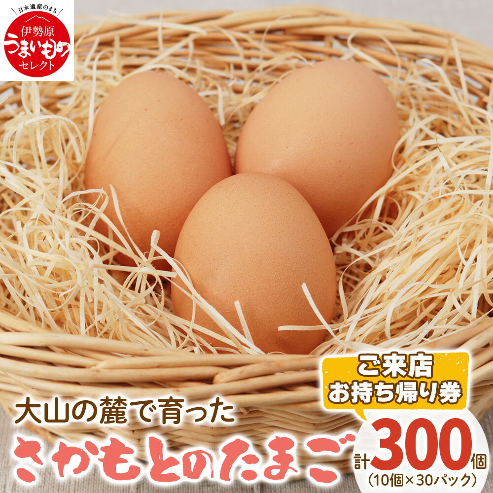 【ふるさと納税】さかもとのたまご「ご来店お持ち帰り用券」合計300個 (10個×30パック)｜坂本養鶏 大山の麓で育ったさかもとのたまご 赤玉卵 玉子 鶏卵 [0087] 伊勢原市のサムネイル