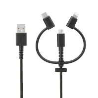 【ふるさと納税】3 in 1 Lightningアダプター＆USB Type-Cアダプター付き (1m) USB Type-A to microUSB 超タフストロング ストレートケーブル OWL-CBKMLCR10-BK 【 家電 スマートフォンアクセサリー iphone android イヤフォン 神奈川県 海老名市 】