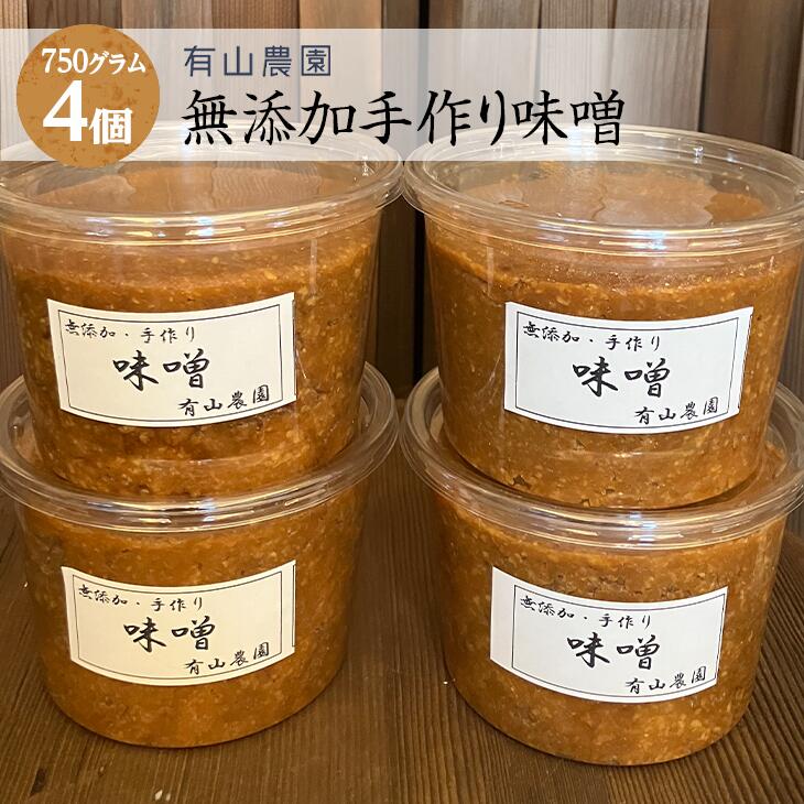 18位! 口コミ数「0件」評価「0」有山農園の無添加手作り味噌750g×4パック｜味噌 特産品 発酵食品 美味しい お味噌汁 出汁 無添加 手作り 人気 身体に優しい神奈川県 ･･･ 