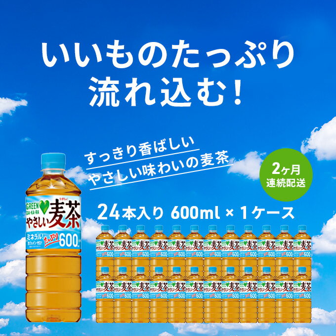 【ふるさと納税】麦茶 定期便 2ヶ月 GREEN DA・KA・RA やさしい麦茶 600ml×24本 ペットボトル　【定期便・ 飲料 お茶 ペットボトル飲料 水分補給 カフェインゼロ やさしい味わい ノンカフェイン 飲み物 子供 大人 サントリー ストック 】