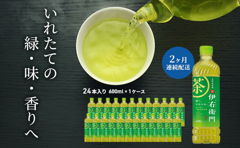 【ふるさと納税】お茶 定期便 2ヶ月 サントリー 緑茶 伊右衛門 600ml×24本 ペットボトル　【定期便・ 飲料 お茶 日本茶 ペットボトル飲料 水分補給 飲み物 サントリー ストック 国産茶葉100％ 本格 香り 旨み 豊富 一番茶 穏やかな渋み 】