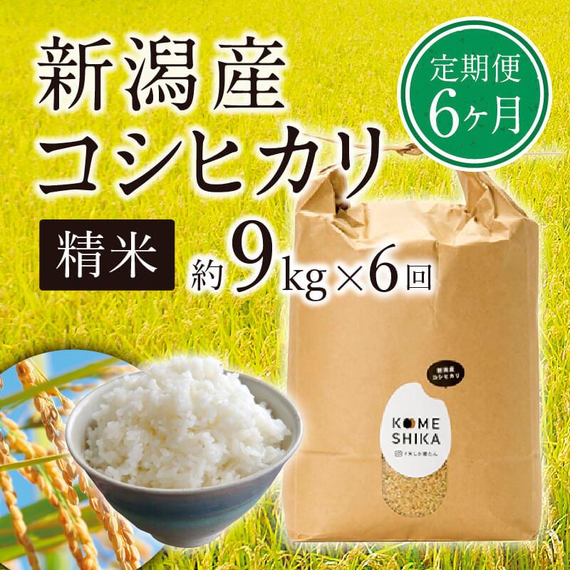 【令和5年産米】【定期便6ヵ月】新潟産コシヒカリ精米約9kg×6回　精米したてをお届け