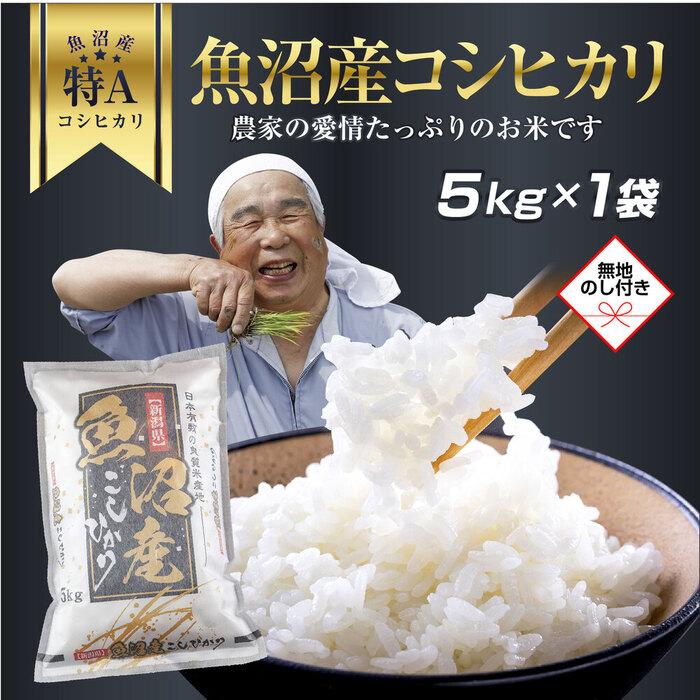 「無地熨斗」 新潟県 魚沼産 コシヒカリ お米 5kg こしひかり 精米 米(お米の美味しい炊き方ガイド付き)