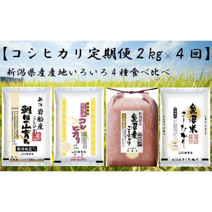【ふるさと納税】【コシヒカリ定期便2kg×4回】新潟県産、産地いろいろ食べ比べのサムネイル