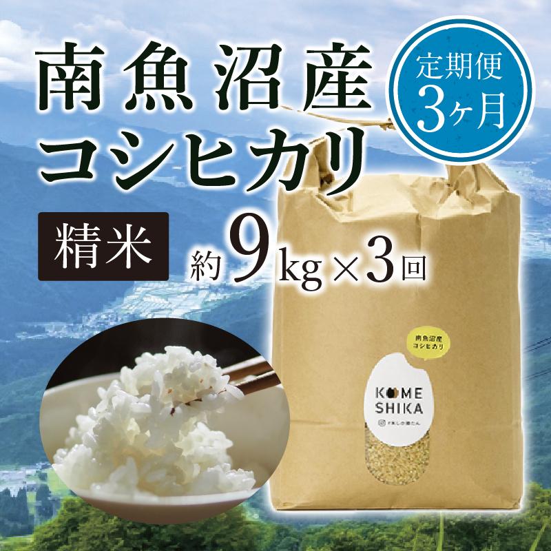 【令和5年産米】【定期便3ヵ月】雪室貯蔵 南魚沼産コシヒカリ 精米約9kg×3回 精米したてをお届け