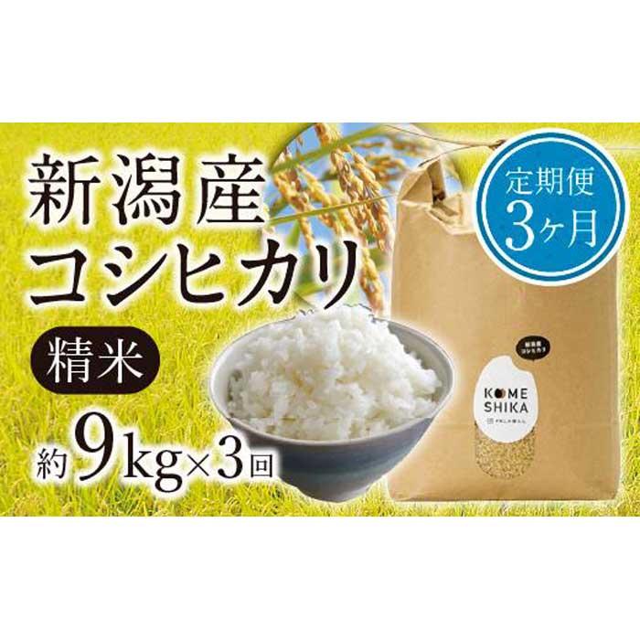 【ふるさと納税】【令和5年産米】【定期便3ヵ月】新潟産コシヒカリ 精米約9kg×3回