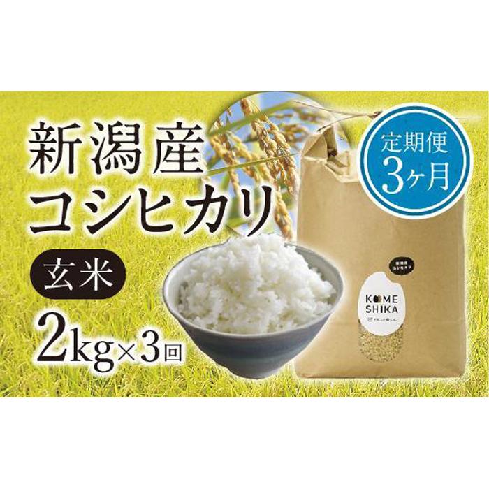 【ふるさと納税】【令和5年産米】【定期便3ヵ月】新潟産コシヒカリ 玄米2kg×3回 | お米 こめ 食品 人...