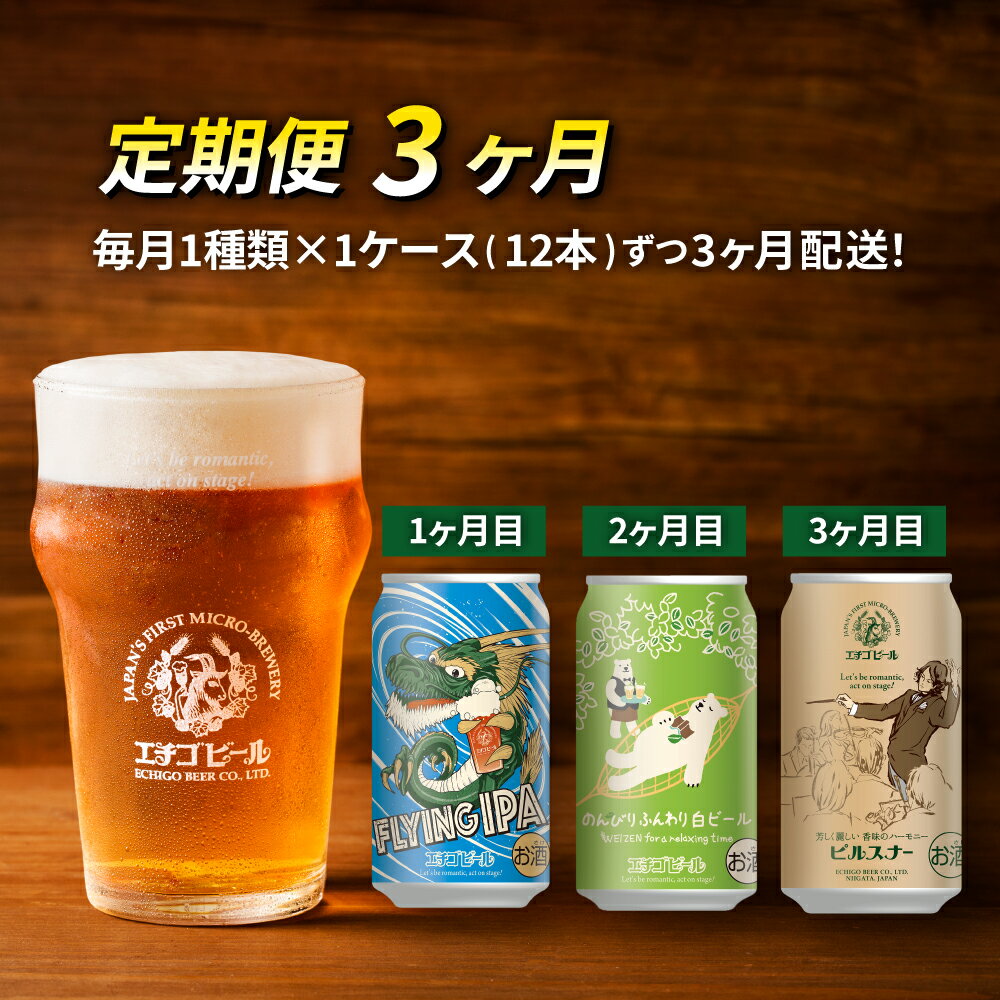 名称ビール内容量（ビール350ml缶×12本）×3ヶ月連続お届け原材料【FLYING IPA】大麦麦芽（フランス製造）ホップ　アルコール分/5.5％【のんびりふんわり白ビール】小麦麦芽（フランス製造）・大麦麦芽・ポップ　アルコール分/5％【ピルスナー】大麦麦芽（イギリス製造・ドイツ製造・日本製造）ホップ・アルコール分/5％賞味期限表示ラベル内に記載保存方法冷暗所保存事業者エチゴビール株式会社（両国倉庫）配送方法常温配送備考※画像はイメージです。 ※20歳未満の飲酒は法律で禁じられています。 ※20歳未満の方は酒類のお申込みはできません。 ※妊娠中や授乳期の飲酒は、胎児の発育に影響する恐れが有りますので、気をつけましょう。 ※缶への衝撃、冷凍庫保管を避け、直射日光のあたる車内等、暑くなる場所に長時間、置かないでください。 ※寄附金ご入金の翌月から3ヶ月連続、毎月中旬ごろお届けします。 ・ふるさと納税よくある質問はこちら ・寄附申込みのキャンセル、返礼品の変更・返品はできません。あらかじめご了承ください。【ふるさと納税】【定期便3ヶ月】エチゴビール【1ヶ月目】FLYING IPA350ml缶×12本【2ヶ月目】のんびりふんわり白ビール350ml缶×12本【3ヶ月目】ピルスナー350ml缶×12本 ビール 全国第一号 クラフトビール 350ml 12本 酒 定期便 3回 お楽しみ　【定期便・ 新潟市 】 【1ヶ月目】FLYING IPA350ml缶×12本：突き抜ける苦味、さわやかなシトラスの香り。アメリカスタイルのインディアペールエル 【2ヶ月目】のんびりふんわり白ビール350ml缶×12本：美しく均質な白いにごりと、酵母由来のフルーティで爽やかな香り。やわらかい口当たりと喉越しの、やさしいヴァイツェン。 【3ヶ月目】ピルスナー350ml缶×12本：ピルスナーのオリジナルホップとされるチェコ・ザーツ産アロマホップを使用、麦芽100％、クラシックスタイルのラガーです。 寄附金の用途について 1歴史・文化・スポーツ 2福祉 3子育て 4環境 5新潟ブランド 6-1特色ある区づくり（北区） 6-2特色ある区づくり（東区） 6-3特色ある区づくり（中央区） 6-4特色ある区づくり（江南区） 6-5特色ある区づくり（秋葉区） 6-6特色ある区づくり（南区） 6-7特色ある区づくり（西区） 6-8特色ある区づくり（西蒲区） 7市長におまかせ 受領証明書及びワンストップ特例申請書のお届けについて 【受領証明書】 入金確認後、注文内容確認画面の【注文者情報】に記載の住所にお送りいたします。 発送の時期は、入金確認後1～2週間程度を目途に、お礼の特産品とは別にお送りいたします。 ■　ワンストップ特例について ワンストップ特例をご利用される場合、1月10日までに申請書が下記住所（新潟市業務受託先会社）まで届くように発送ください。 　〒380-0823　長野県長野市南千歳二丁目12番1号　長野セントラルビル705 　レッドホースコーポレーション株式会社 　ふるさと納税サポートセンター　「新潟市　ふるさと納税」　宛 マイナンバーに関する添付書類に漏れのないようご注意ください。