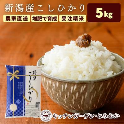 堆肥で育てた 新潟産 こしひかり 5kg コシヒカリ 米 お米 こめ コメ 白米 精米 減農薬 産地直送 新潟県産 新潟県 新潟　【 新潟市 】