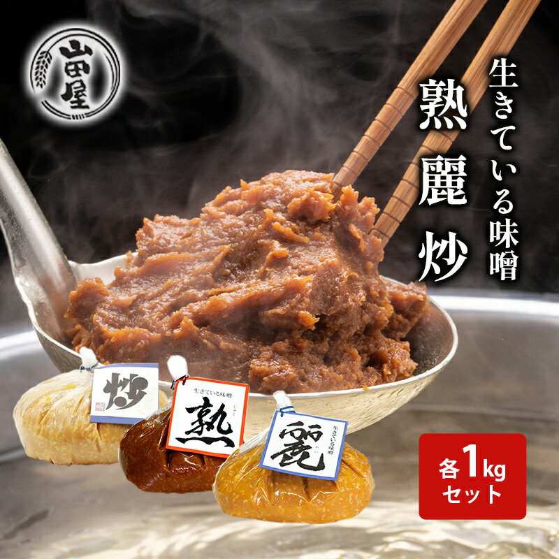 【ふるさと納税】生きている味噌「熟」「麗」「炒」各1kgセット　【 調味料 料理 調理 味付け 和食 日...