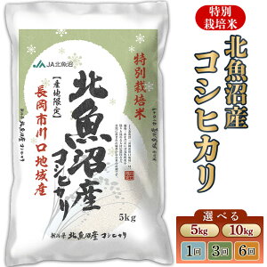 【ふるさと納税】令和7年産 新米予約 新米 米 定期便 5kg 10kg 魚沼 新潟 コシヒカリ 特別栽培米 選べる回数・発送時期 1回 3回 6回 3ヶ月 6ヶ月 10月 11月 12月 新潟こしひかり 精米 白米 お米 北魚沼産コシヒカリ特別栽培米(長岡川口地域)JA直送 (魚沼農業協同組合)