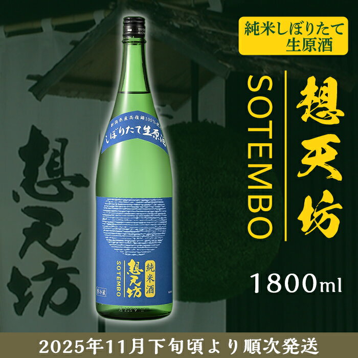 【ふるさと納税】 新潟 日本酒 H4-51想天坊 純米しぼりたて生原酒 1800ml【河忠酒造】（2025年11月下旬以降発送）