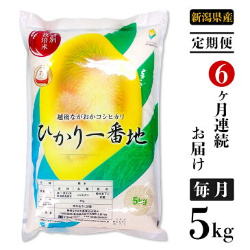 【ふるさと納税】米 定期便 5kg 6ヶ月 白米 コシヒカリ 新潟 令和3年 75-3N056【6ヶ月連続お届け】新潟県長岡産コシヒカリ5kg（特別栽培米）