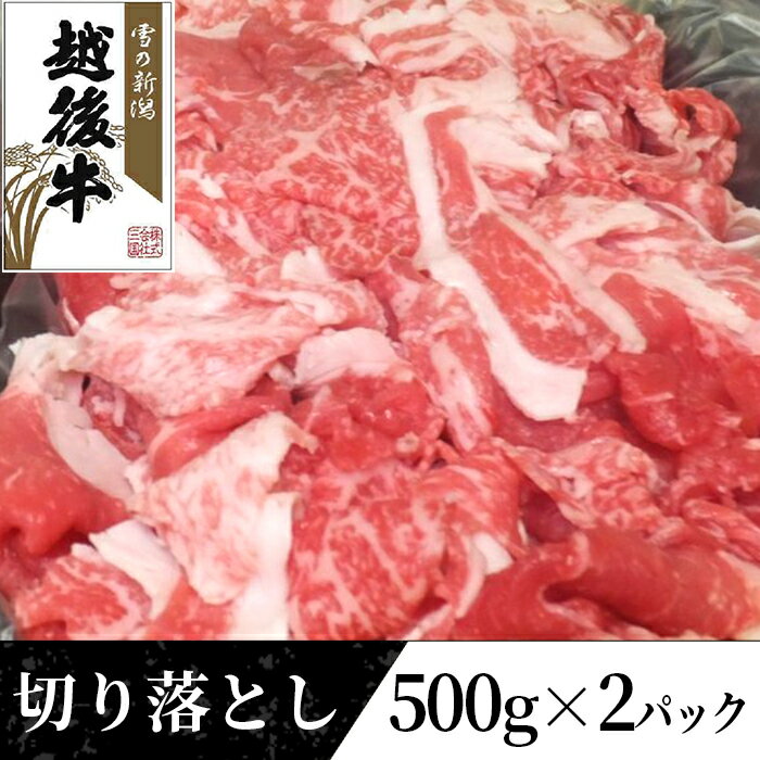 【ふるさと納税】63-34新潟県産 越後牛切り落とし1kg（500g×2パック）