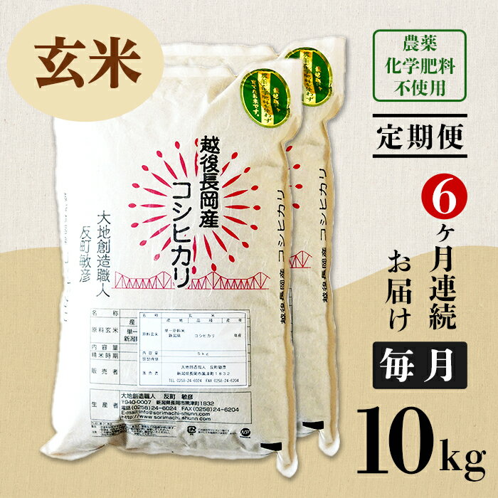 38位! 口コミ数「0件」評価「0」米 定期便 10kg 玄米 6ヶ月 コシヒカリ 新潟 令和5年 E1-17【6ヶ月連続お届け】新潟県長岡産コシヒカリ玄米10kg