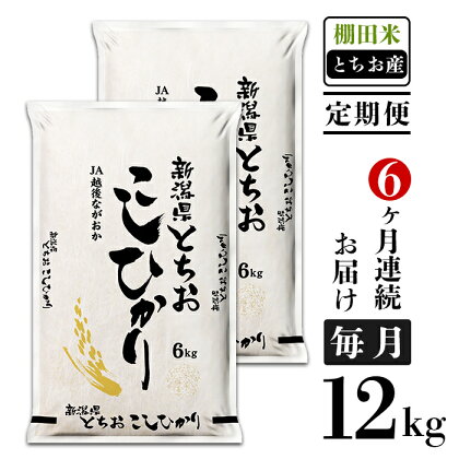 米 定期便 6ヶ月 白米 コシヒカリ 新潟 令和5年 75-4T126【6ヶ月連続お届け】新潟県長岡産コシヒカリ（栃尾地域）12kg