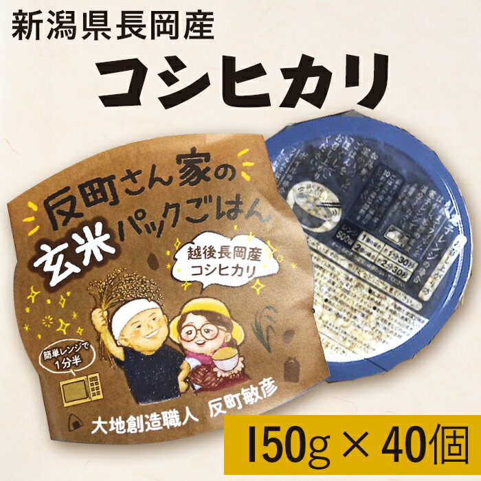 【ふるさと納税】E1-31新潟県長岡産コシヒカリ【玄米】パックご飯 150g×40個