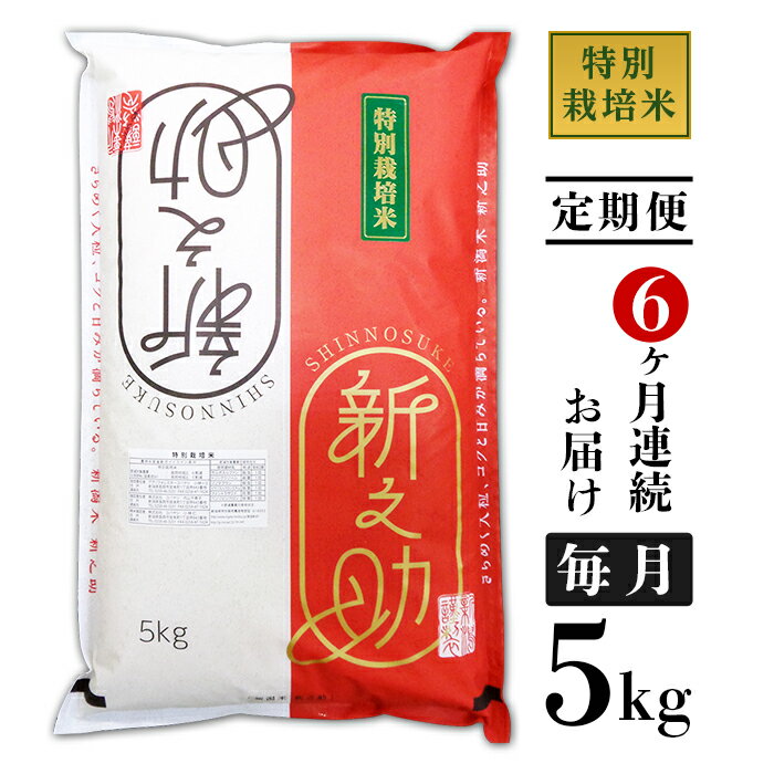 米 定期便 5kg 6ヶ月 白米 新之助 新潟 令和5年 B7-07[6ヶ月連続お届け]長岡産新之助5kg(特別栽培米)