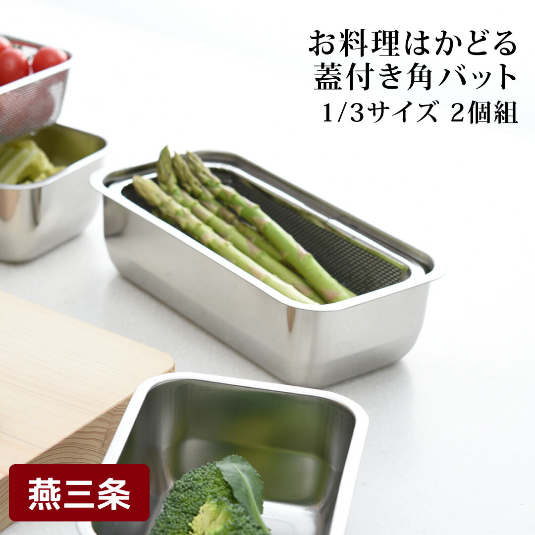 お料理はかどる 蓋付き角バット1/3サイズ 2個セット (ステンレスバット)キッチン用品 調理用品