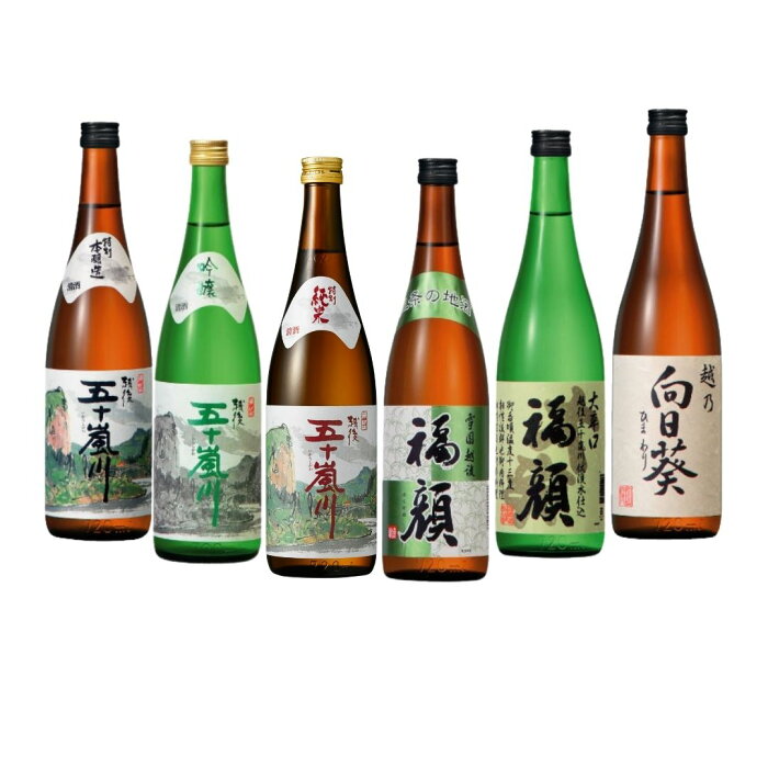 【ふるさと納税】福顔酒造 晩酌おすすめ日本酒飲み比べ720ml × 6本セット 新潟県 日本酒 大辛口 辛口 甘口 吟醸 特別本醸造 特別純米 【019S008】