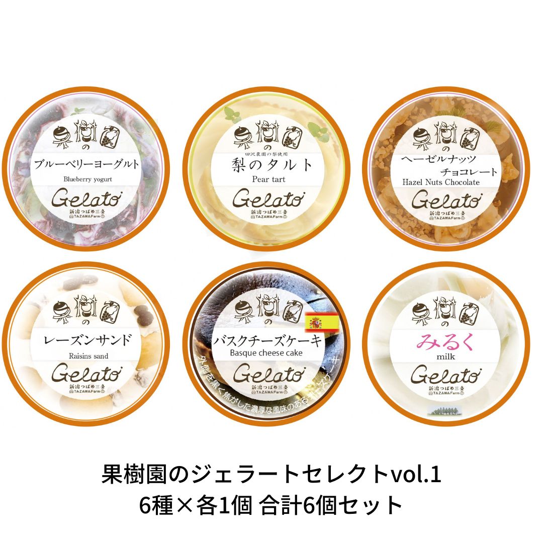 果樹園のジェラートセレクトvol.1 [6種×各1個] 合計6個セット ジェラート詰合せ アイス詰合せ [田沢農園] 
