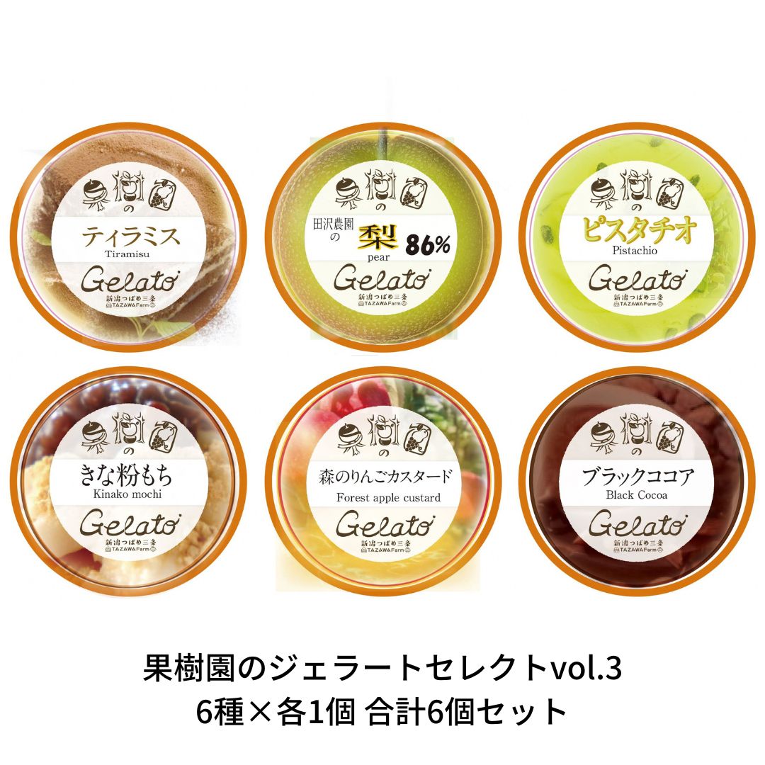 果樹園のジェラートセレクトvol.3 [6種×各1個] 合計6個セット ジェラート詰合せ アイス詰合せ [田沢農園] 