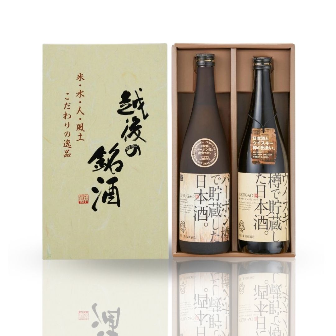 ウイスキー樽・バーボン樽で貯蔵した日本酒(720ml×2本)ギフトセット 新潟県 日本酒 福顔酒造