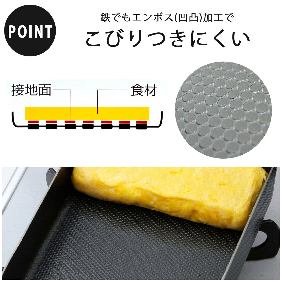 【ふるさと納税】両面エンボス鉄製玉子焼き(中サイズ)＆カバーセット 玉子焼き用フライパン ガス火・IH対応 餃子用フライパン キッチン用品 燕三条製 下村企販 新生活【011S182】