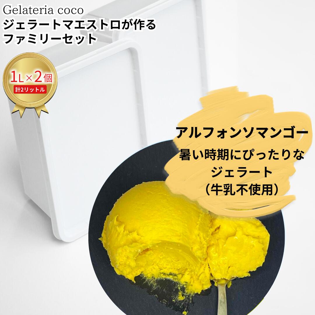 ジェラートマエストロが作るファミリーセット 1L×2 合計2L[アルフォンソマンゴー×2] ジェラート アイス 大容量 ファミリーパック 添加物不使用 [Gelateria coco]