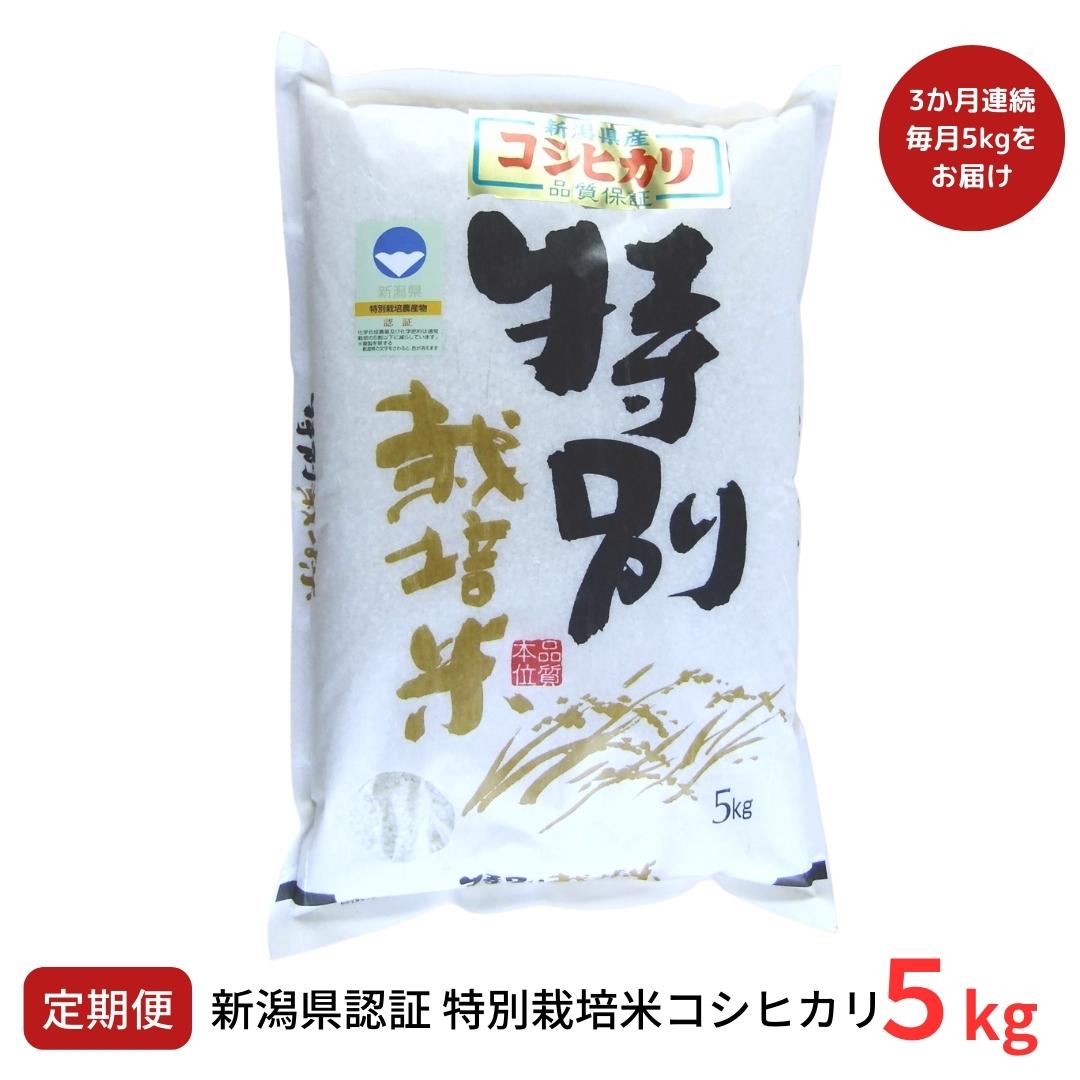 [定期便5kg×3ヶ月] 特別栽培米 コシヒカリ5kg 新潟県認証 令和5年産 新潟県三条市産 こしひかり 3か月連続でお届け