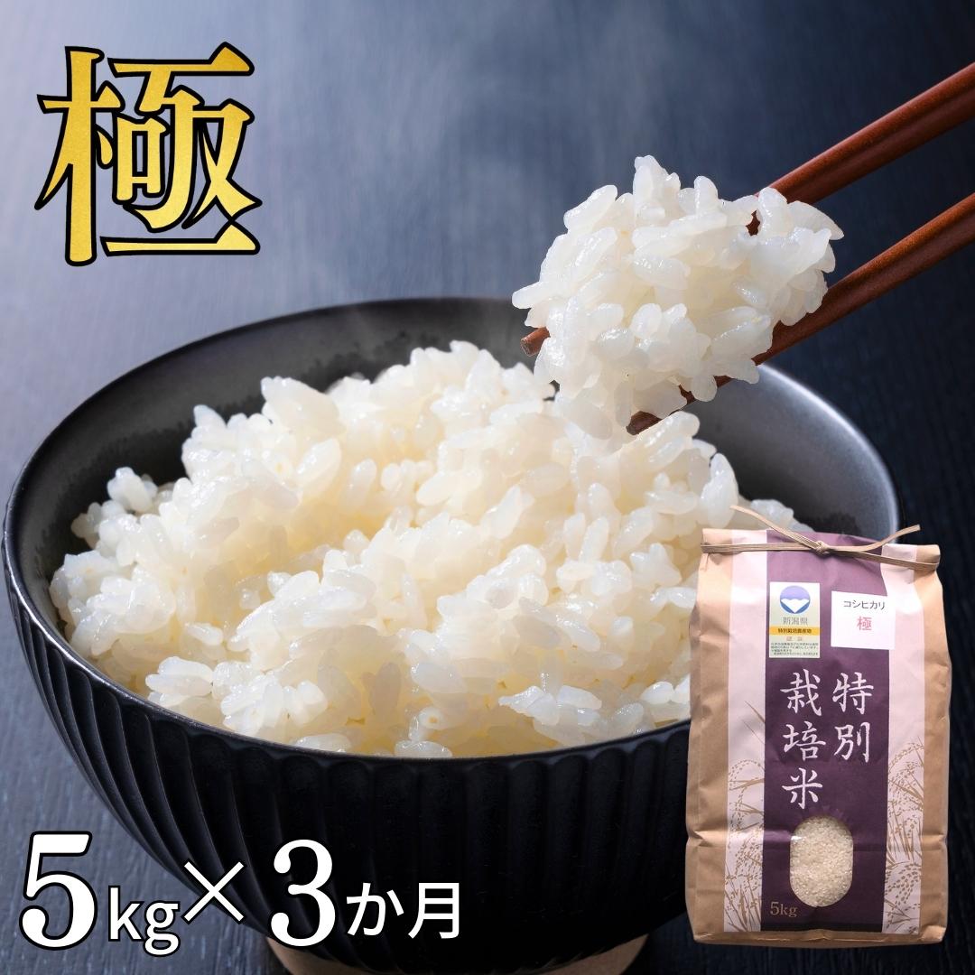 26位! 口コミ数「0件」評価「0」[定期便5kg×3か月] 特別栽培米 コシヒカリ 「極」 5kg×3か月 計15kg 令和5年産米 こしひかり 新潟県認証 精米 白米 アグ･･･ 