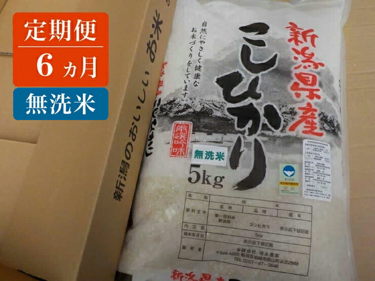 【ふるさと納税】 定期便 6ヵ月 新潟のおいしいお米 コシヒカリ 無洗米 コシヒカリ 5kg 毎月1袋お届け 【 白米 新潟県 柏崎市 】