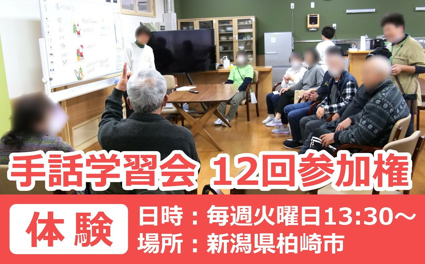 【ふるさと納税】【柏崎市で体験】手話学習会参加権 12回分（毎週火曜日13:30～・1回約1時間）【 新潟県 柏崎市 】