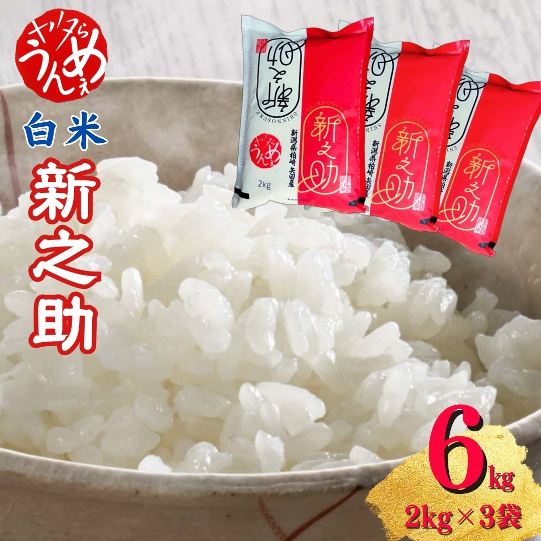 【ふるさと納税】【令和5年産米】ヤタらうんめぇ 新之助 白米 6kg（2kg×3袋）水田環境鑑定士在籍【 新潟県 柏崎市 】