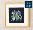 【ふるさと納税】 天然藍染額絵 20cm×20cm 【I18 アヤメ柄 I17 サクラ柄 伝統工芸 ローケツ染め プレゼント 贈答 】